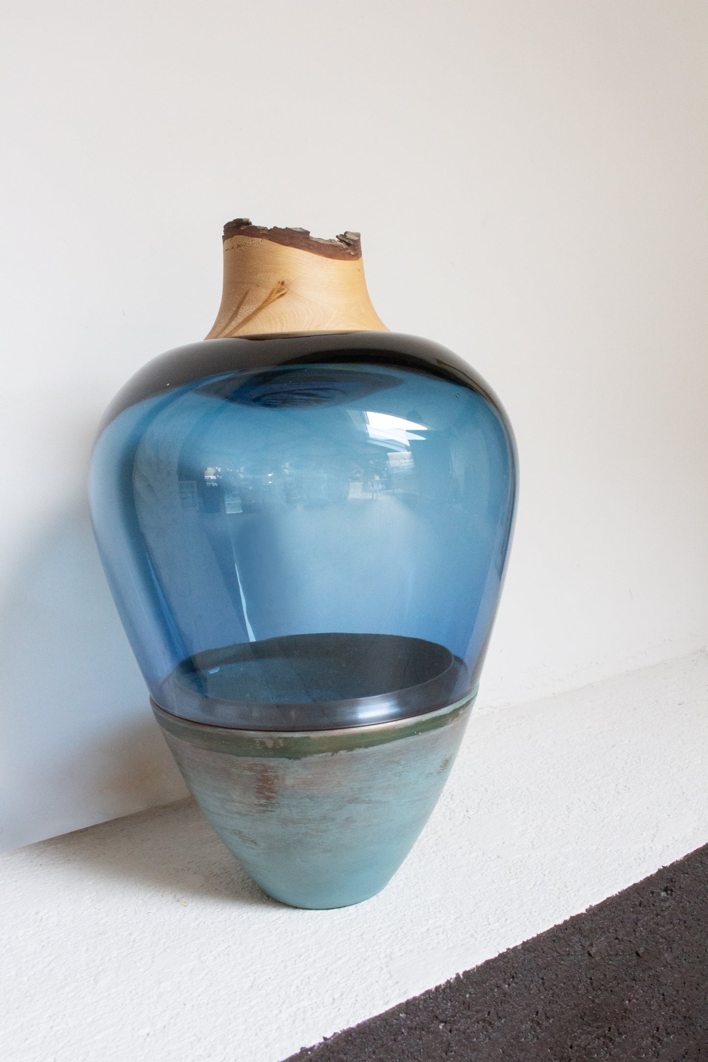 India 1 Stacking Vessel - blue green Patina