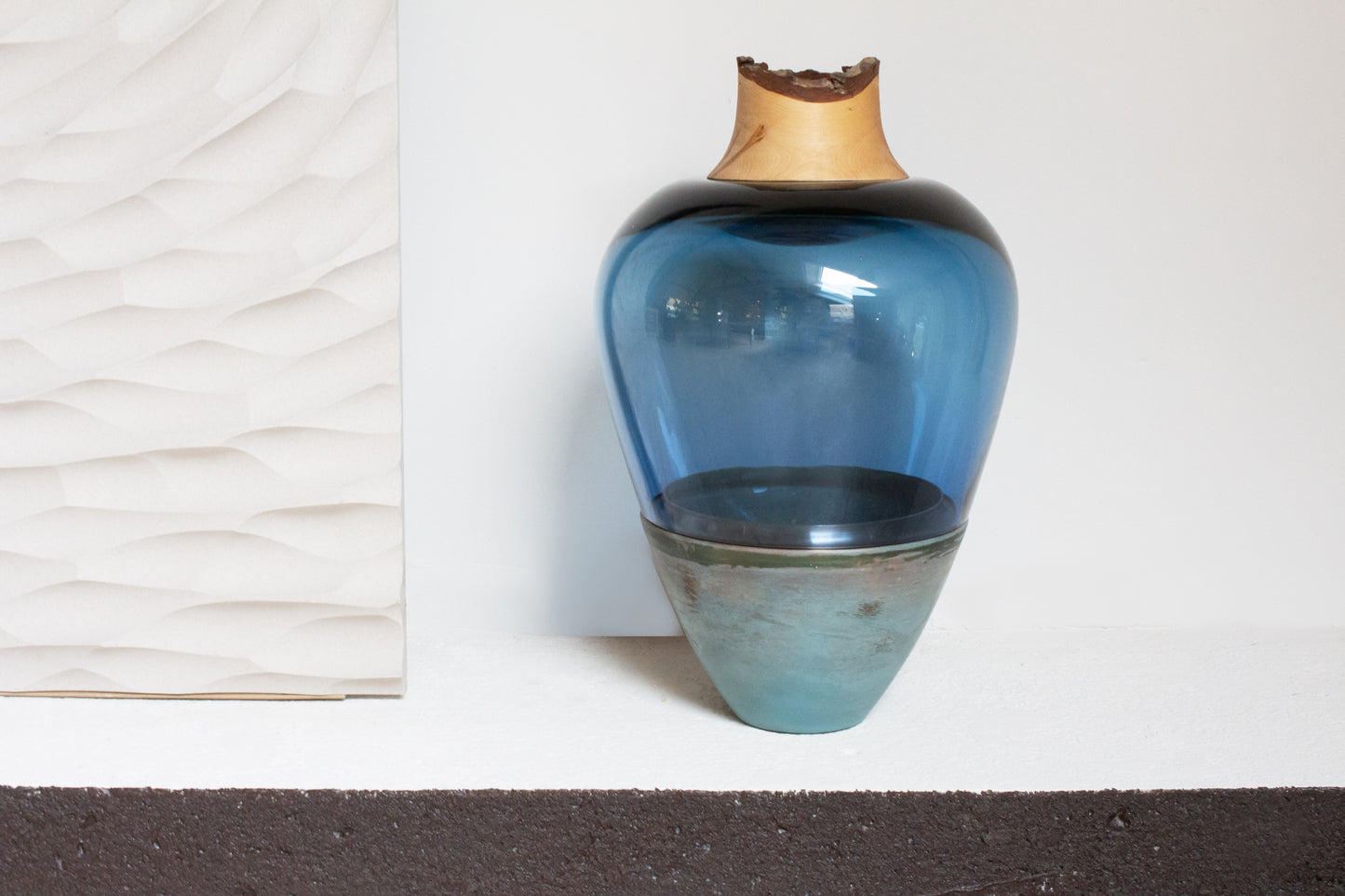 India 1 Stacking Vessel - blue green Patina