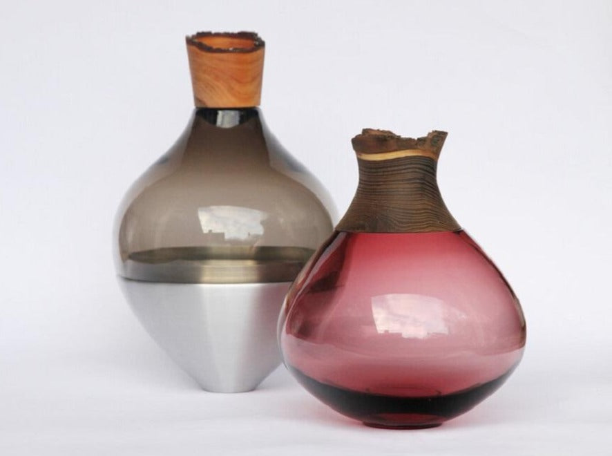 Pisara Small Stacking Vessel - Wine Red Smokered